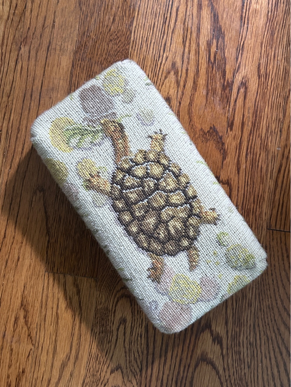 Turtle Graham Rust Design Tortoise in Foliage Needlepoint Doorstop Brick Cover - Picture 5 of 11